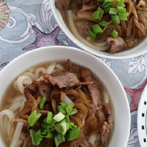 ヒガシマルうどんスープで簡単！肉うどん